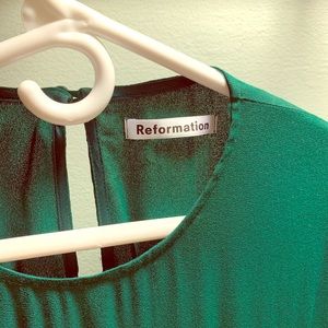 Reformation backless green dress